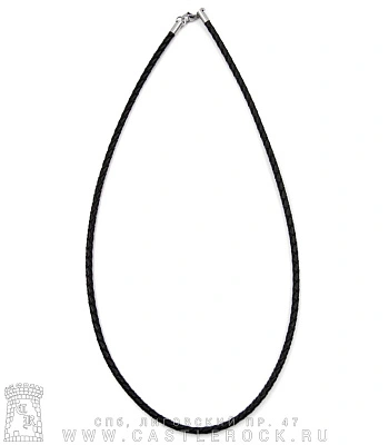 шнурок с застежкой плетеный черный (к/з)