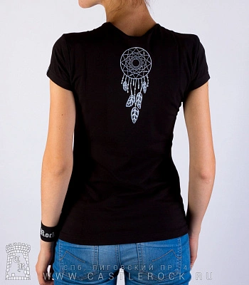 женская футболка волк этнический (светится)