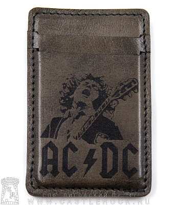 кардхолдер с гравировкой ac/dc (ручная работа)