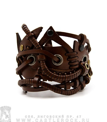 напульсник кожаный стимпанк коричневый (bspk-11)