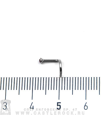 Крючок для носа Сталь со Стразом (фиолетовым) 1 х 6-8 х 2