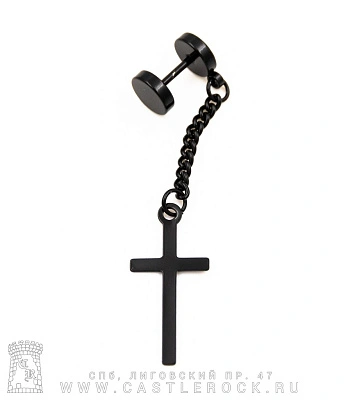 Обманка Плага Сталь Черная с Подвеской Крест (цепочка) 1 х 6 х 7/7
