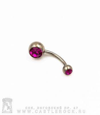 Банан Титан с Шариками со Стразами (фиолетовыми) 1,6 х 12 х 5/8