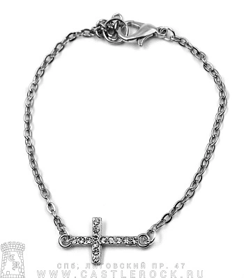 браслет на цепочке крест (стразы)