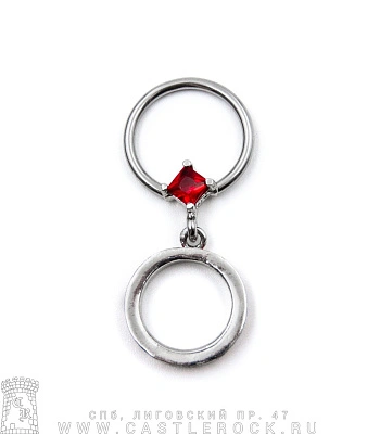 Кольцо BCR Сталь с Подвеской Кольцо (стразы красные) 1,6 х 13