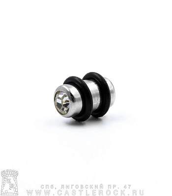 Плаг Сталь со Стразом (прозрачным, с резинками) 8 мм