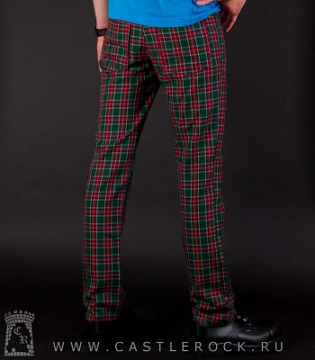 брюки клетка зеленая с красным