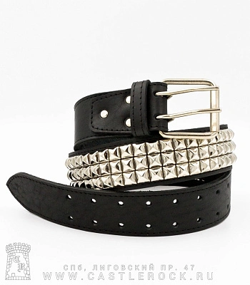 ремень кожаный 3 ряда пирамиды (прострочка)