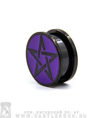 Плаг Сталь Черный Пентаграмма (эмаль) 19 мм