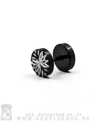 Обманка Плага Сталь Черная с Гравировкой Цветок 1 х 6 х 8/8