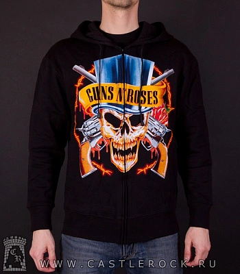 балахон на молнии guns'n'roses (череп)