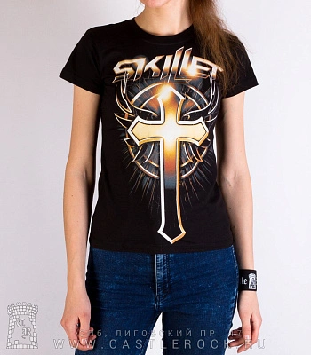 женская футболка skillet (крест)