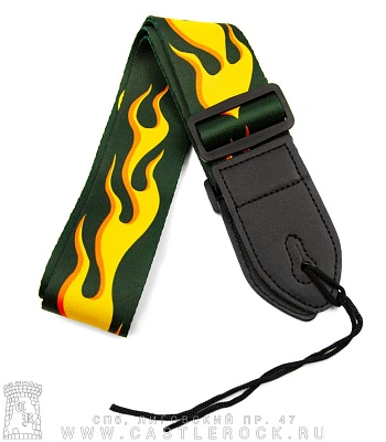 ремень для гитары пламя желтое