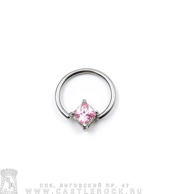 Кольцо BCR Сталь со Стразом (розовым) 1,6 х 14 х 9