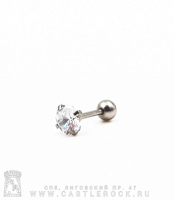 Микроштанга Сталь со Стразом (прозрачным) 0,8 х 6 х 3/4