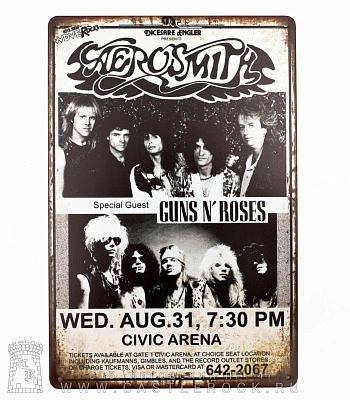 табличка aerosmith & guns'n'roses "civic arena"