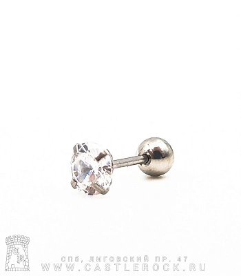 Микроштанга Сталь со Стразом (прозрачным) 0,8 х 6 х 4/5