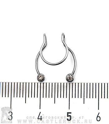 Обманка для септума Сталь с Шариками со Стразами (прозрачными)