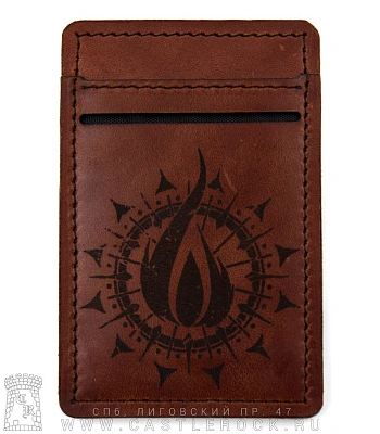 кардхолдер с гравировкой in flames (коричневый, ручная работа)