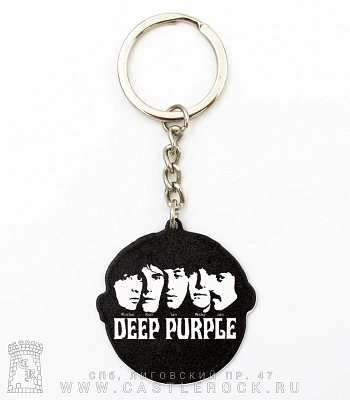 брелок металлический deep purple "smoke on the water, fire in the sky"