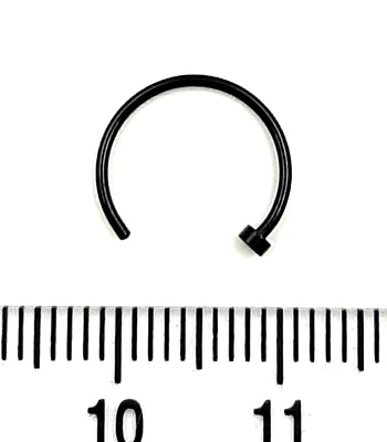 Кольцо для носа Сталь Разжимное Черное со Стопором 0,8 х 10