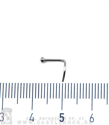 Крючок для носа Титан со Стразом (красным) 0,8 х 6 х 2