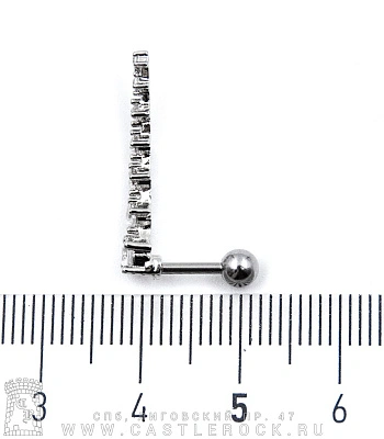 Микроштанга Сталь со Стразами (прозрачными) 1,2 х 6 х 4/23