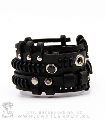 напульсник кожаный стимпанк черный (bspk-7)