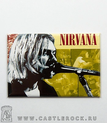 магнит прямоугольный nirvana kurt cobain (с микрофоном)