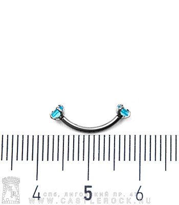 Микробанан с Внутренней Резьбой Титан со Стразами (голубыми светлыми) 1,2 х 10 х 3/3