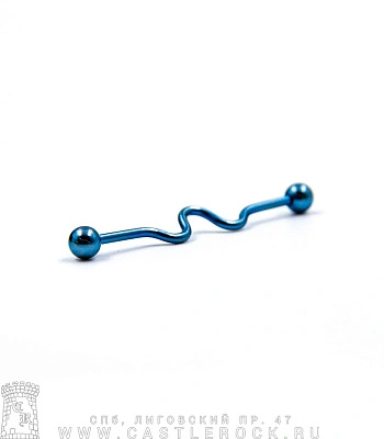 Штанга Индастриал Сталь Синяя с Шариками и Зигзагом 1,6 х 38 х 5/5