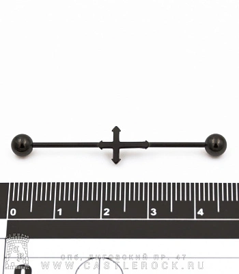 Штанга Индастриал Сталь Черная с Шариками и Крестом 1,2 х 38 х 5/5