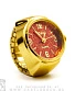 часы-перстень циферблат большой в блестках красный (круглый, золото)
