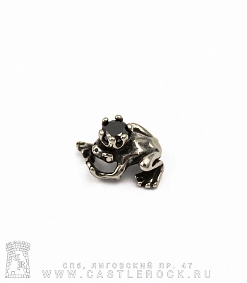 серьга лягушка (страз черный)