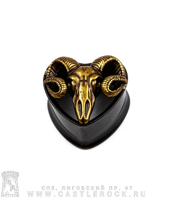 Плаг Сталь Тонкостенный Черный Сердце и Череп Барана 16 мм