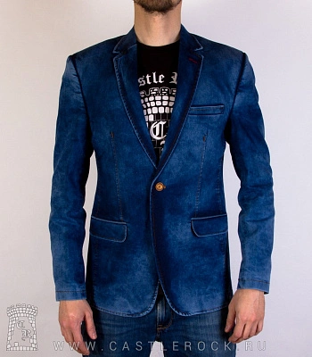 пиджак джинсовый синий (заплатки на рукавах)