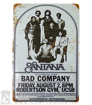 табличка santana & bad company "robertson gym, ucsb"