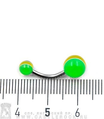 Банан Сталь с Акриловыми Шариками Полоса (сине-желто-зелеными) 1,6 х 10 х 5/8