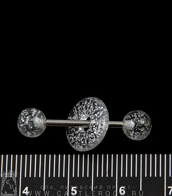 Штанга Сталь с Акриловыми Шариками и Кольцом (прозрачными) 1,6 х 16 х 6/6