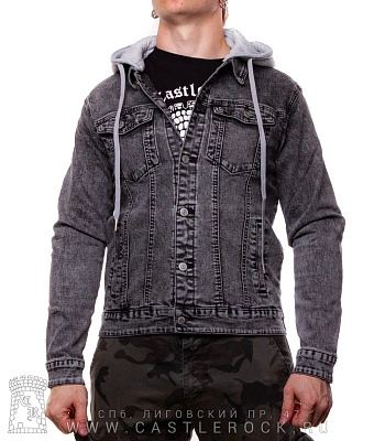 куртка джинсовая серая с капюшоном ktb8360