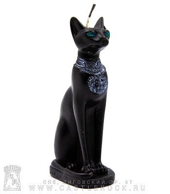 свеча богиня бастет (кошка, большая, черная, воск)