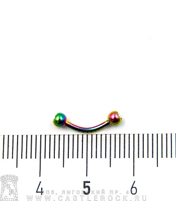 Микробанан Сталь "Бензиновый" с Шариками со Стразами (прозрачными) 1,2 х 8 х 3/3