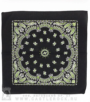 бандана классика черная (огурцы зелено-белые)