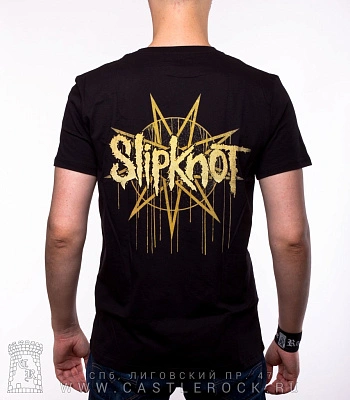 футболка slipknot (маски, желтая надпись)