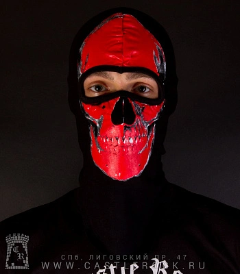 шапка балаклава череп человека (красный)