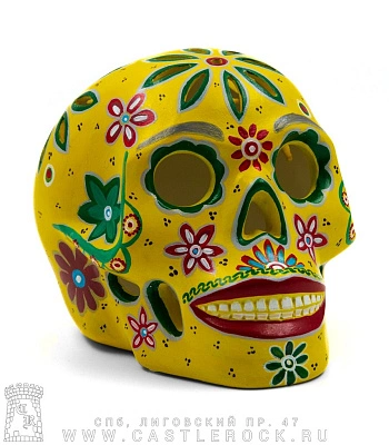 статуэтка череп расписной santa muerte (желтый)