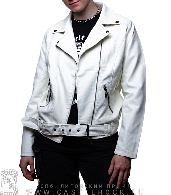 косуха женская к/з удлиненная (белая) а-8909