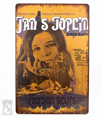 табличка janis joplin with the james cotton blues band "henry levitt arena witchita 1969"