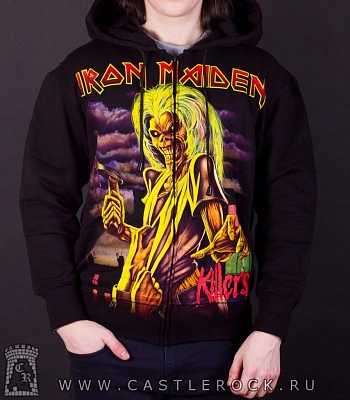 балахон на молнии iron maiden "killers" (цветной принт)