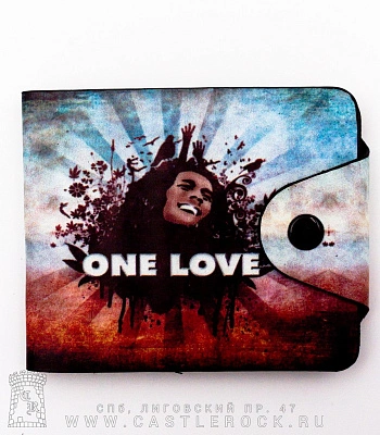 портмоне принт на кнопке bob marley "one love"